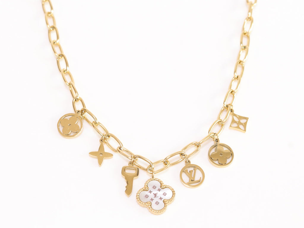 Alphabet L and V gold plated chain with charms