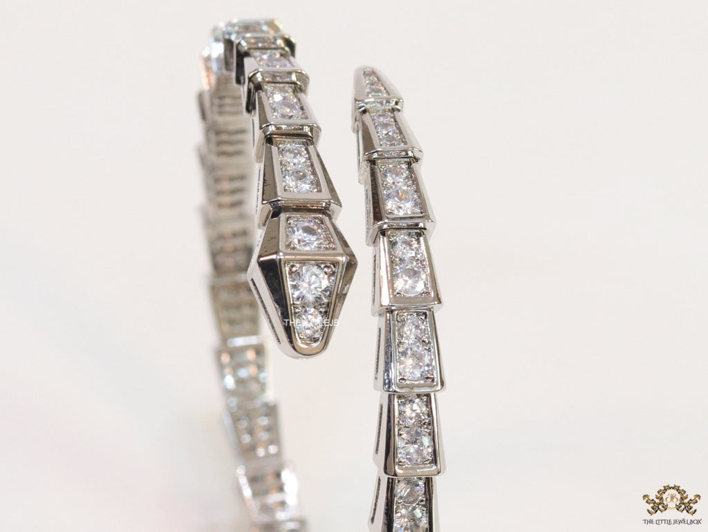 Platinum plated cz serpent bracelet