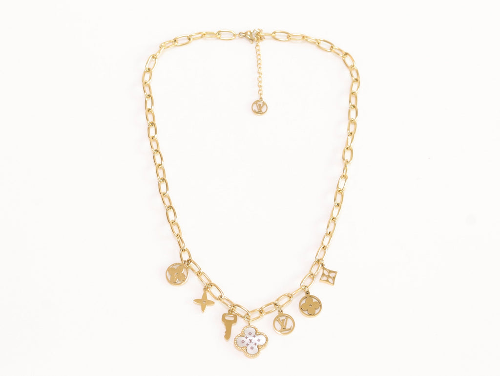 Alphabet L and V gold plated chain with charms