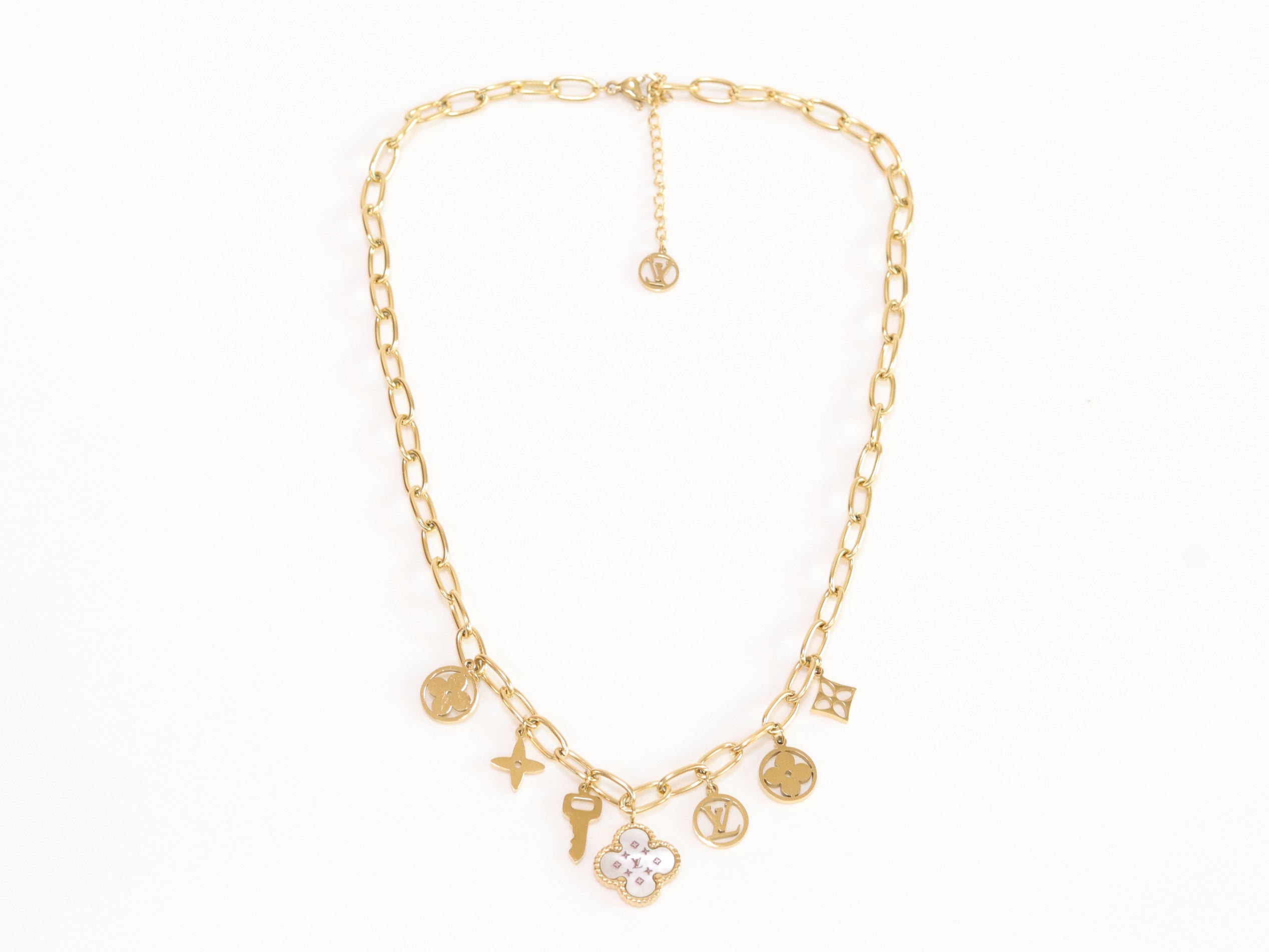 Alphabet L and V gold plated chain with charms