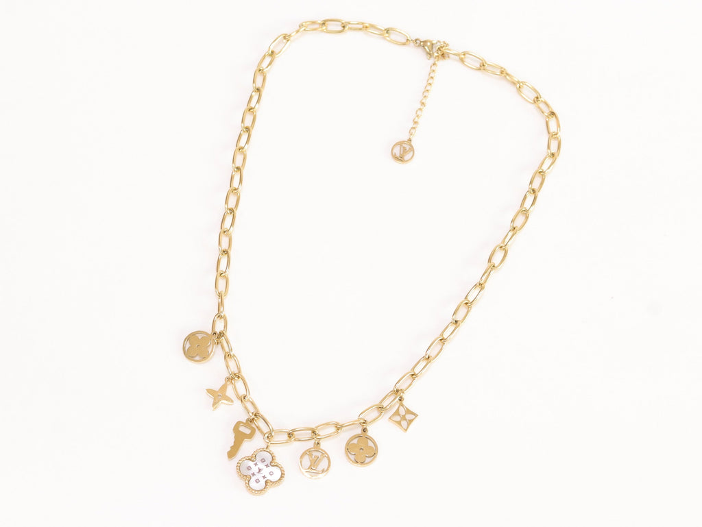 Alphabet L and V gold plated chain with charms