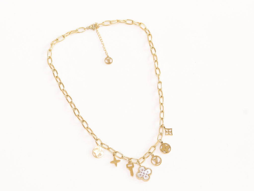 Alphabet L and V gold plated chain with charms