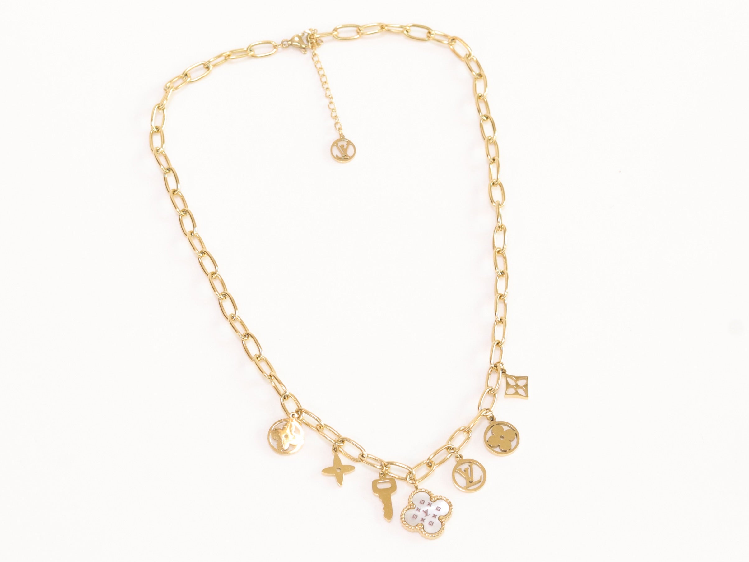 Alphabet L and V gold plated chain with charms
