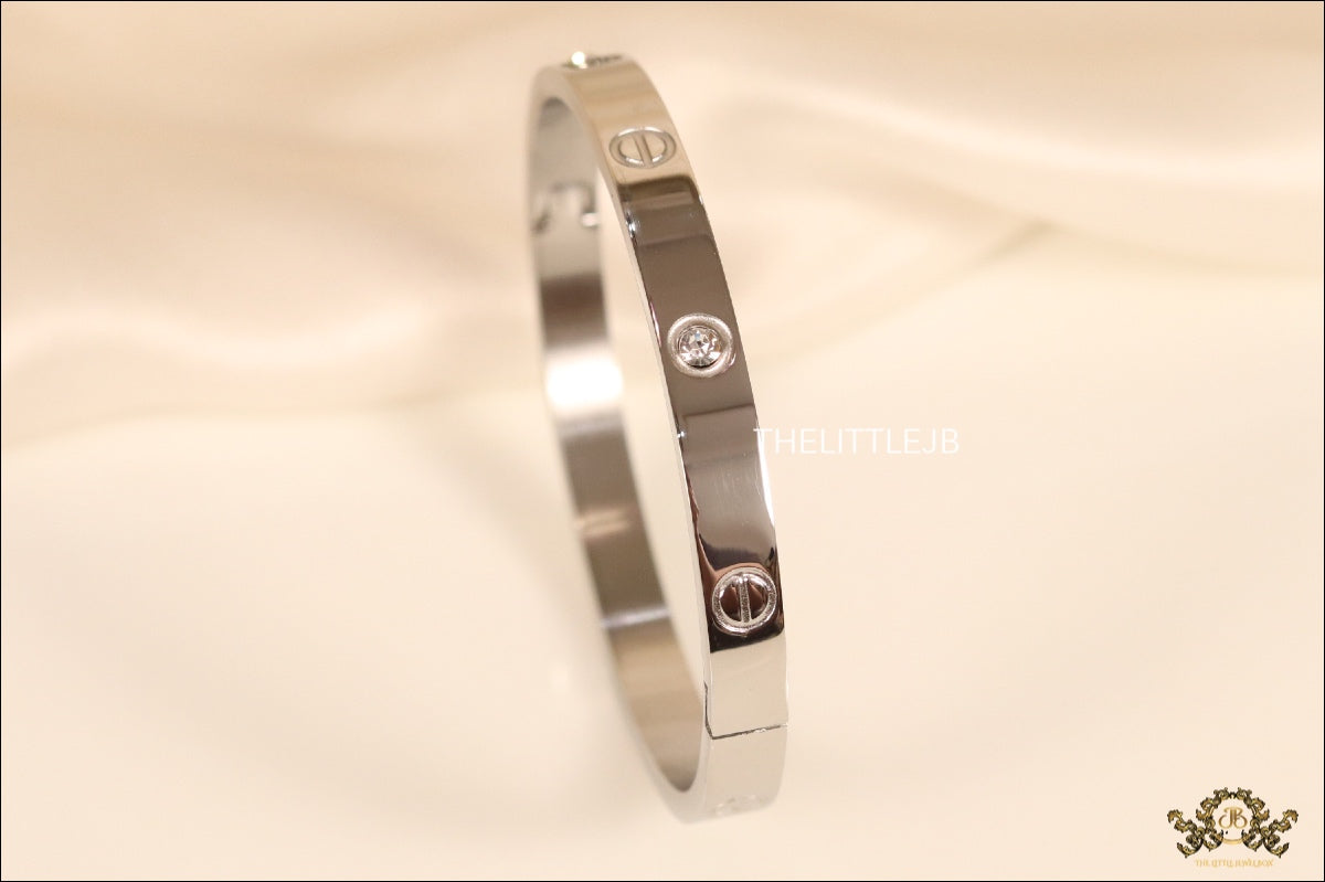 Women's Platinum Plated love bracelet with screws and zircons