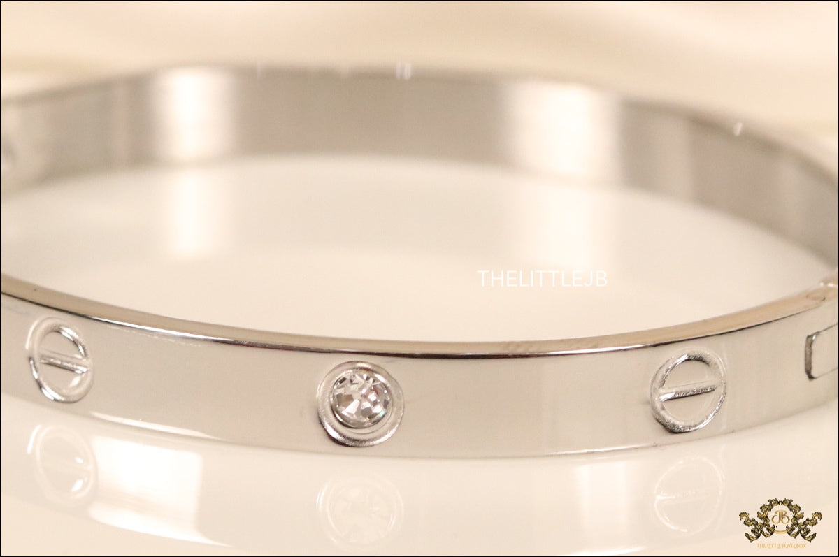 Women's Platinum Plated love bracelet with screws and zircons