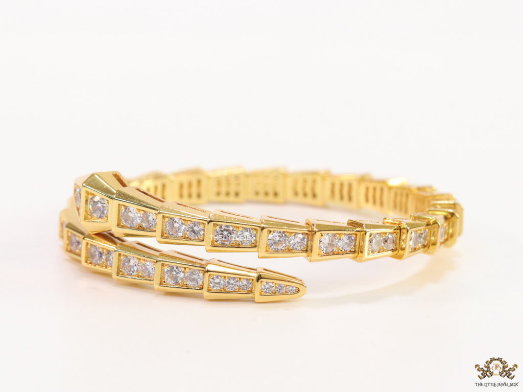 Gold plated open cz serpent bracelet