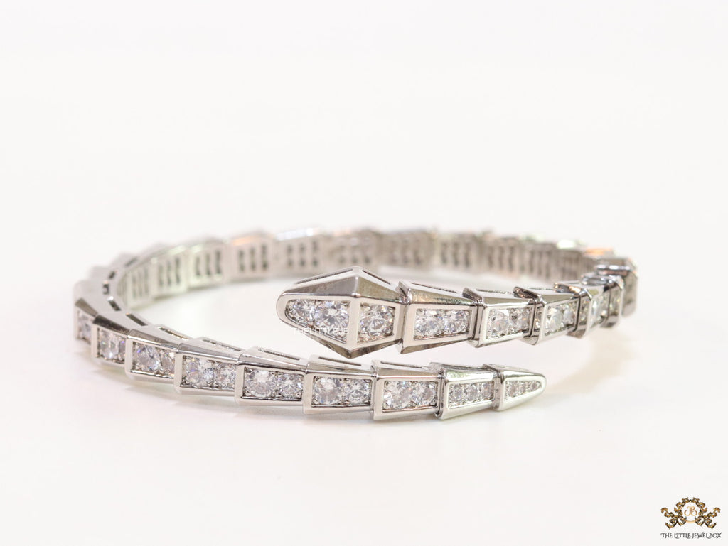 Platinum plated cz serpent bracelet