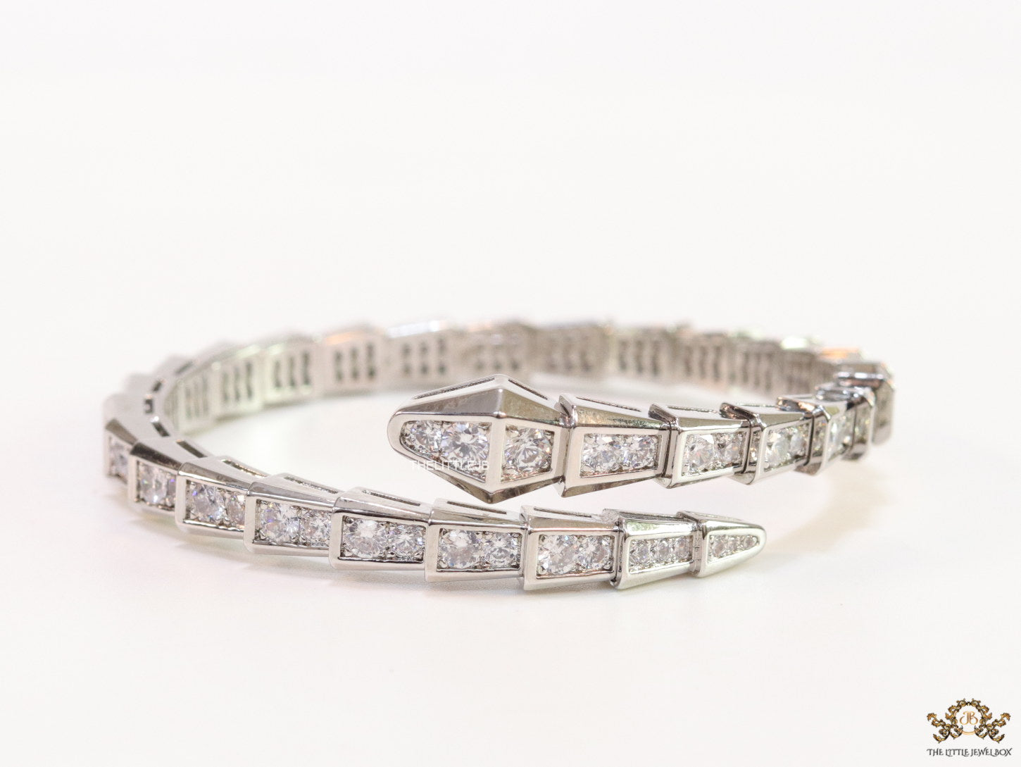 Platinum plated cz serpent bracelet