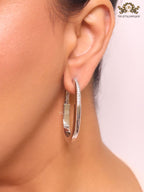 Alphabet T & Co. platinum and cz oval hoops