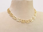 Alphabet D and G motif matte gold plated chain