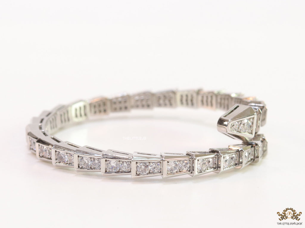 Platinum plated cz serpent bracelet
