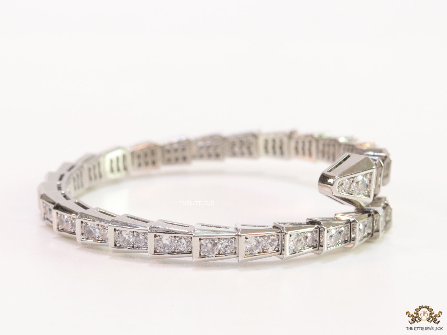 Platinum plated cz serpent bracelet