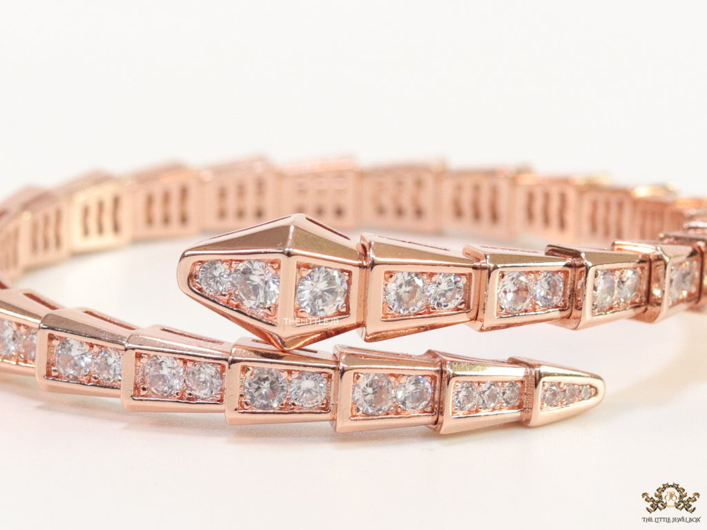 Rose gold cz serpent bracelet