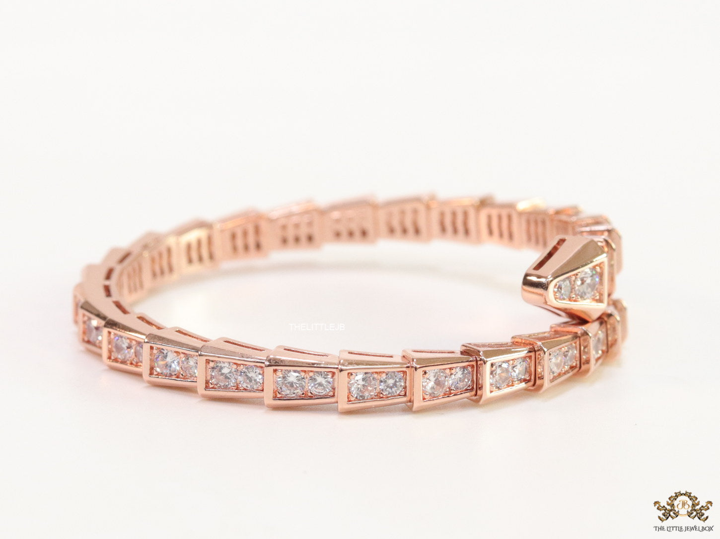 Rose gold cz serpent bracelet