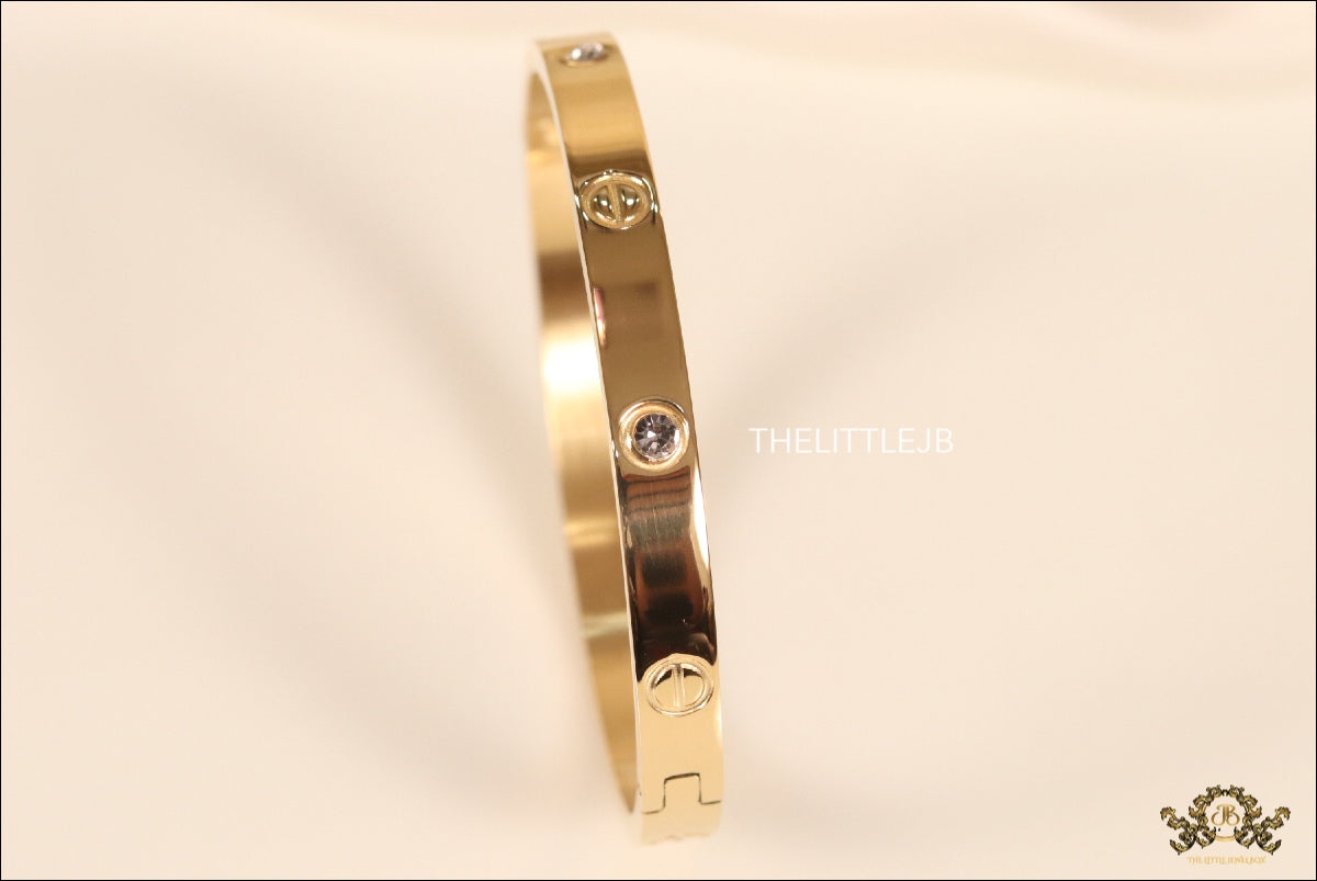 Women's Gold Plated bracelet with screws and zircons