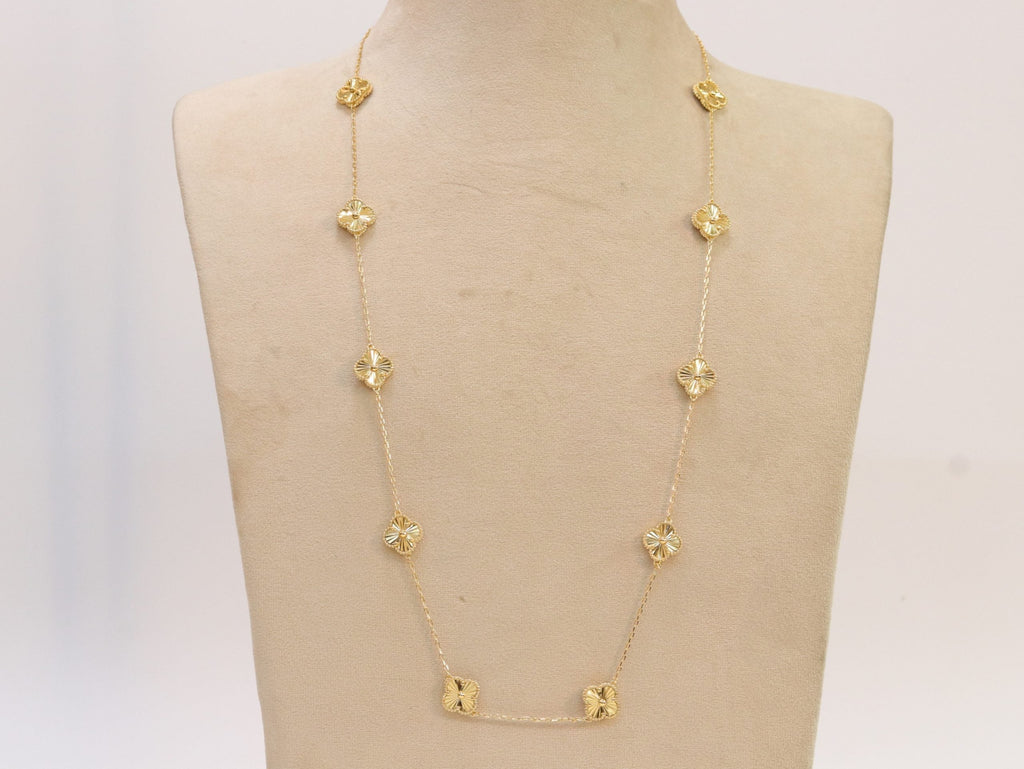 Gold clover necklace and earrings set