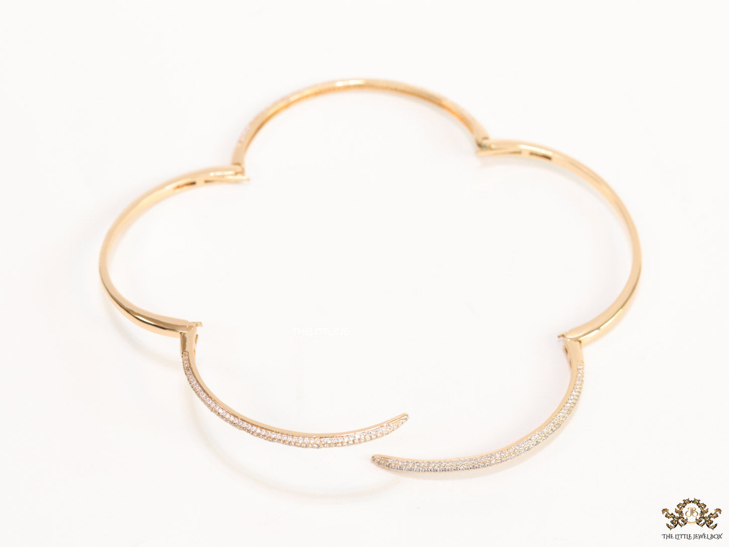 Triple line cz nail bracelet in gold plating