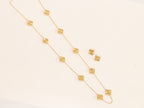 Gold clover necklace and earrings set