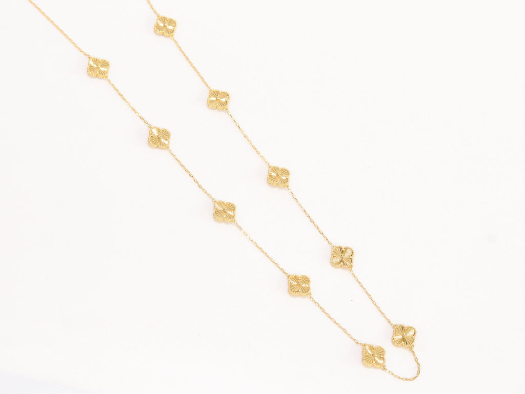 Gold clover necklace and earrings set