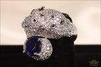Sparkling Panther ring with blue sapphire stone