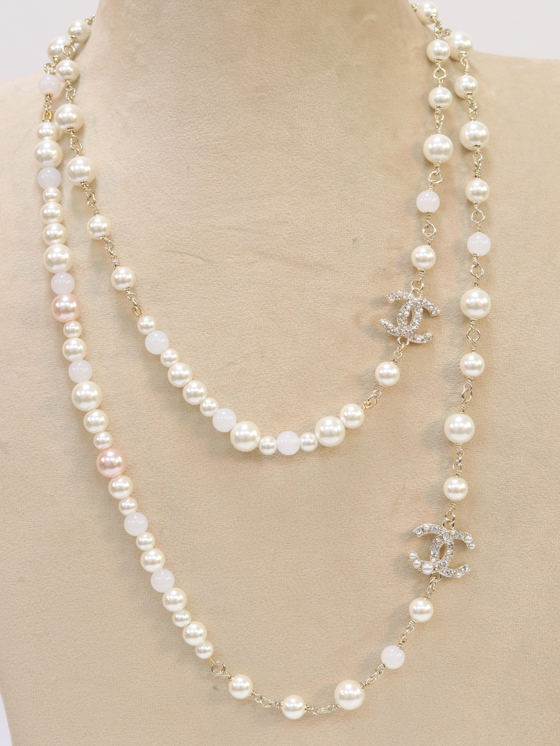 Double C small pearl chain