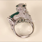 Adjustable panther ring with green emerald stone