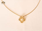 Alphabet L & V Gold clover MOP chain necklace