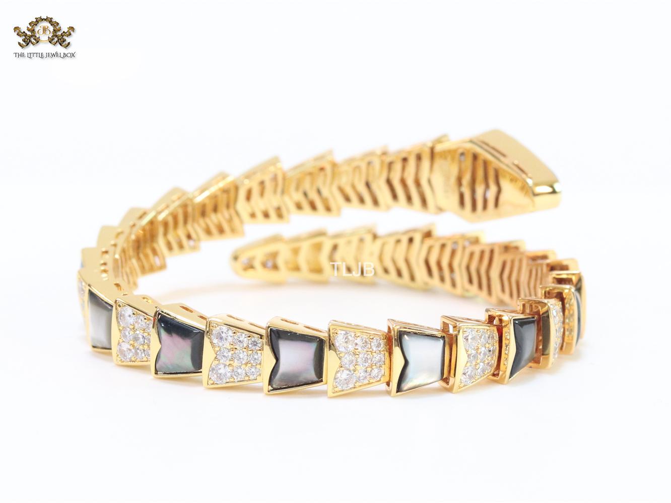 Serpenti black and gold bracelet with cz