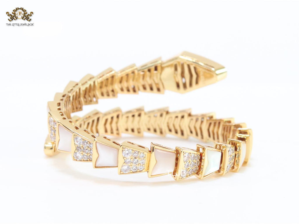 snake gold and cz bracelet