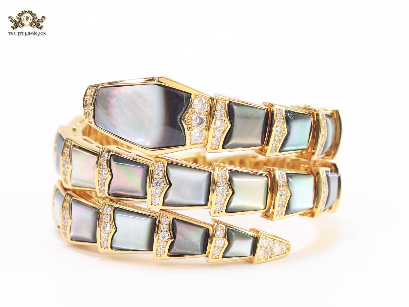 Serpenti black and gold three layer bracelet
