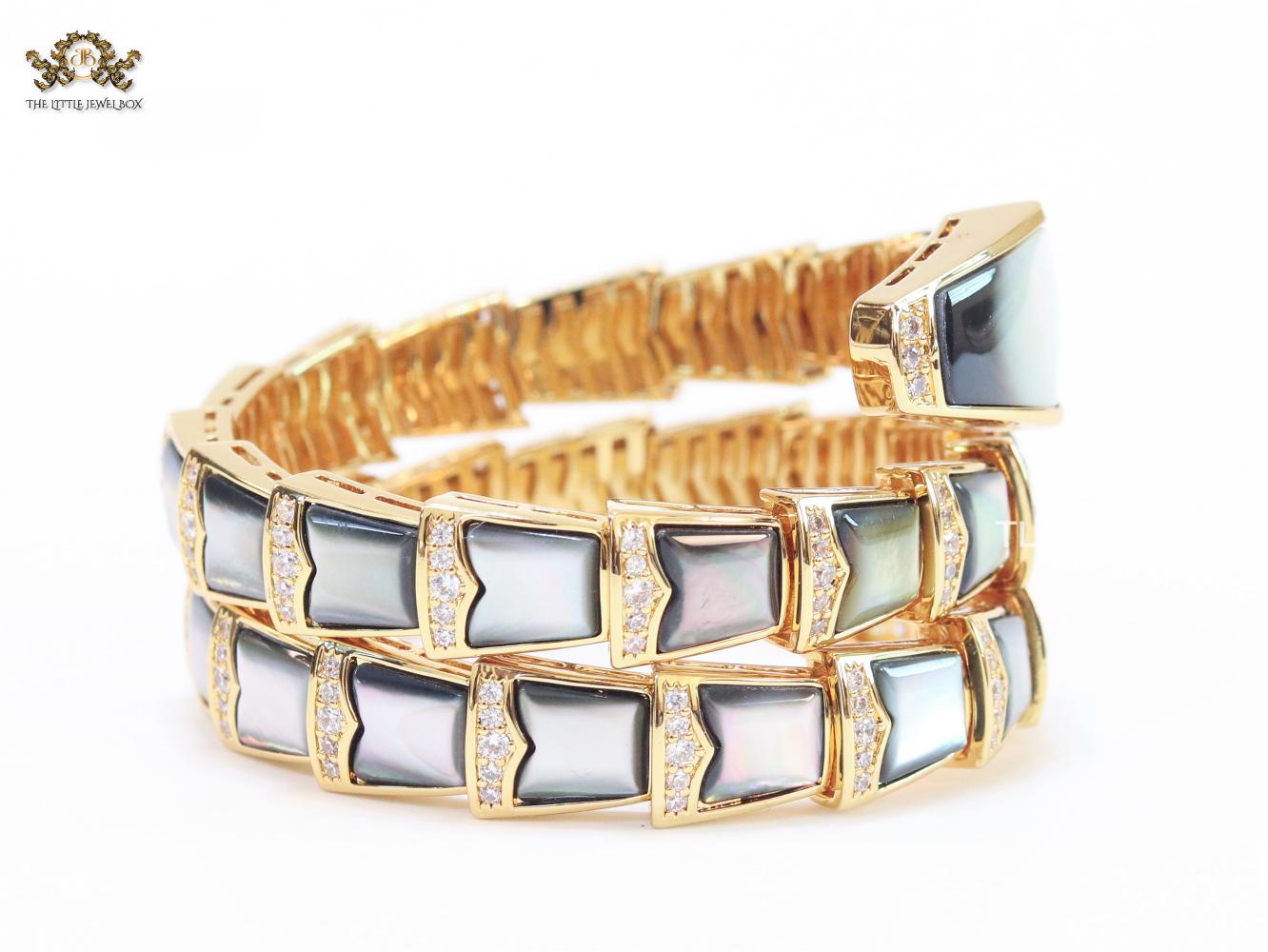 Serpenti black and gold three layer bracelet