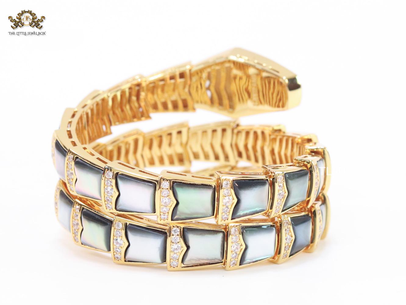 Serpenti black and gold three layer bracelet