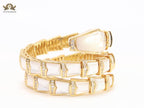 snake white and gold cz 3 layer bracelet