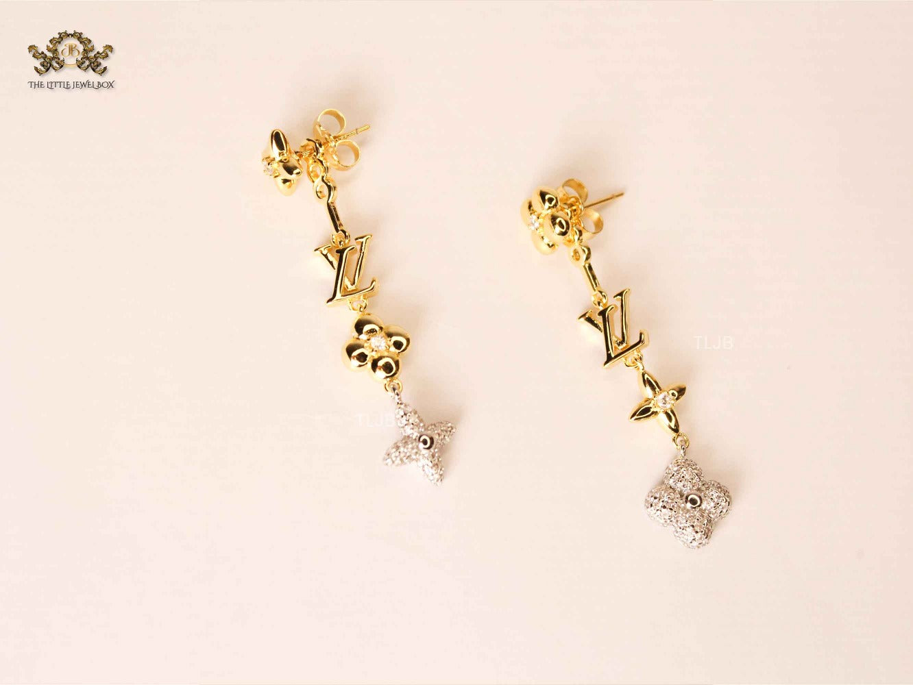 alphabet LV chain charm earrings