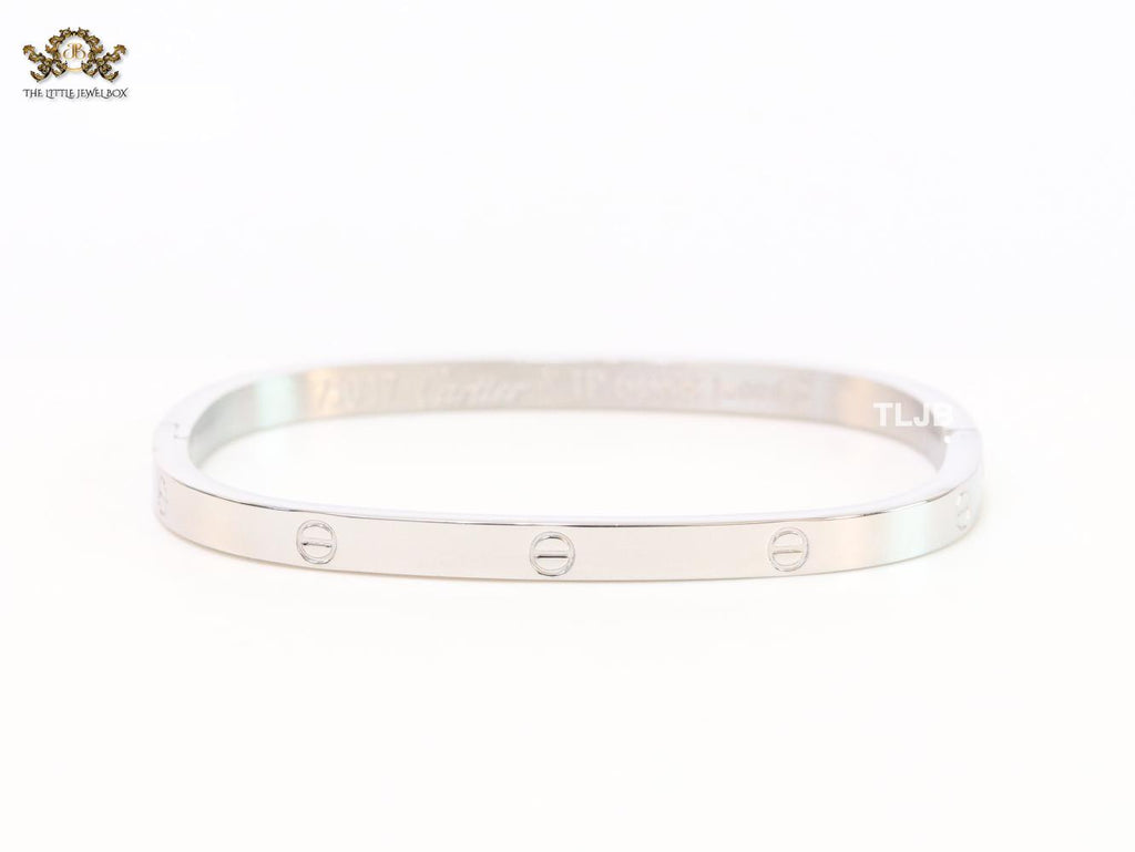 Silver plated rectangular screw bracelet
