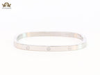 Silver plated rectangular screw bracelet