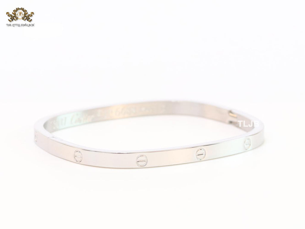 Silver plated rectangular screw bracelet