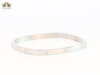 Silver plated rectangular screw bracelet