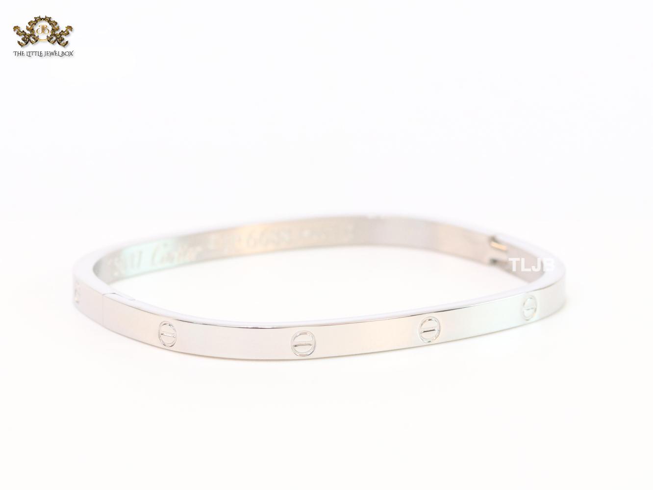 Silver plated rectangular screw bracelet