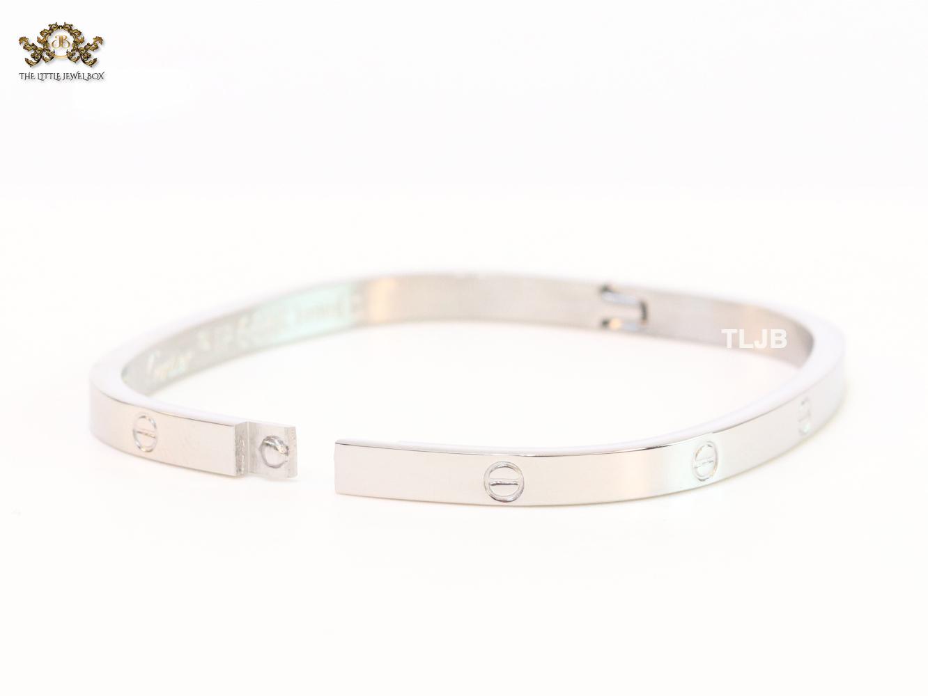 Silver plated rectangular screw bracelet