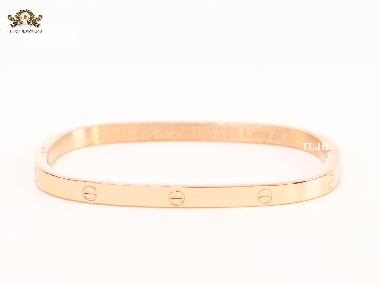 Rose gold plated plated rectangular screw bracelet