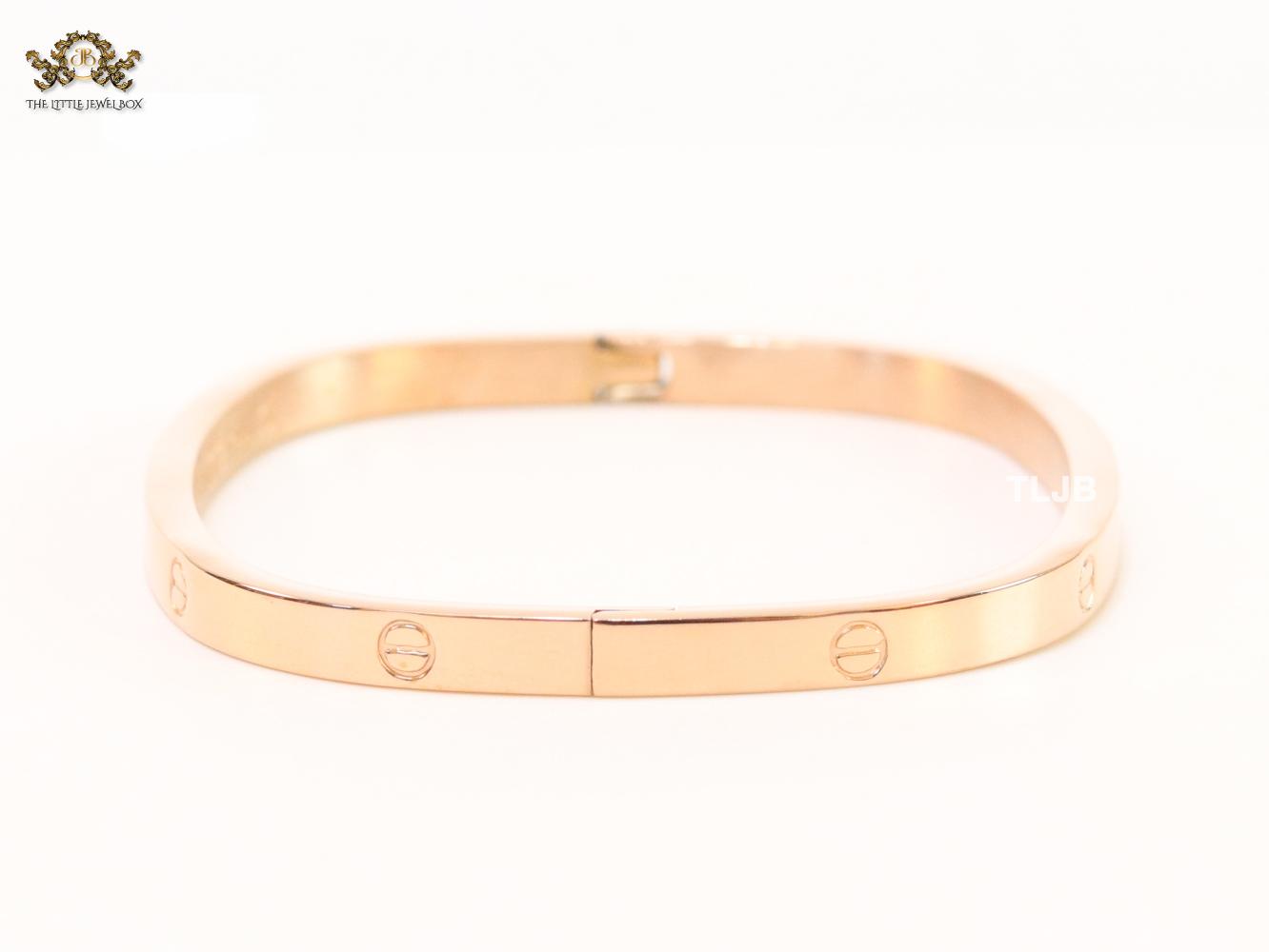 Rose gold plated plated rectangular screw bracelet