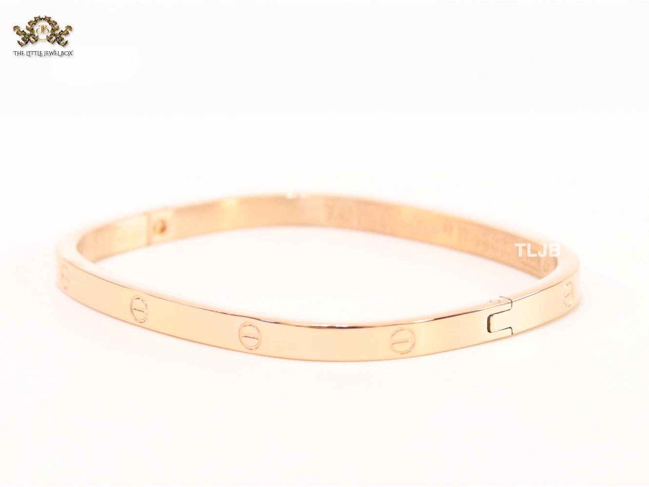 Rose gold plated plated rectangular screw bracelet