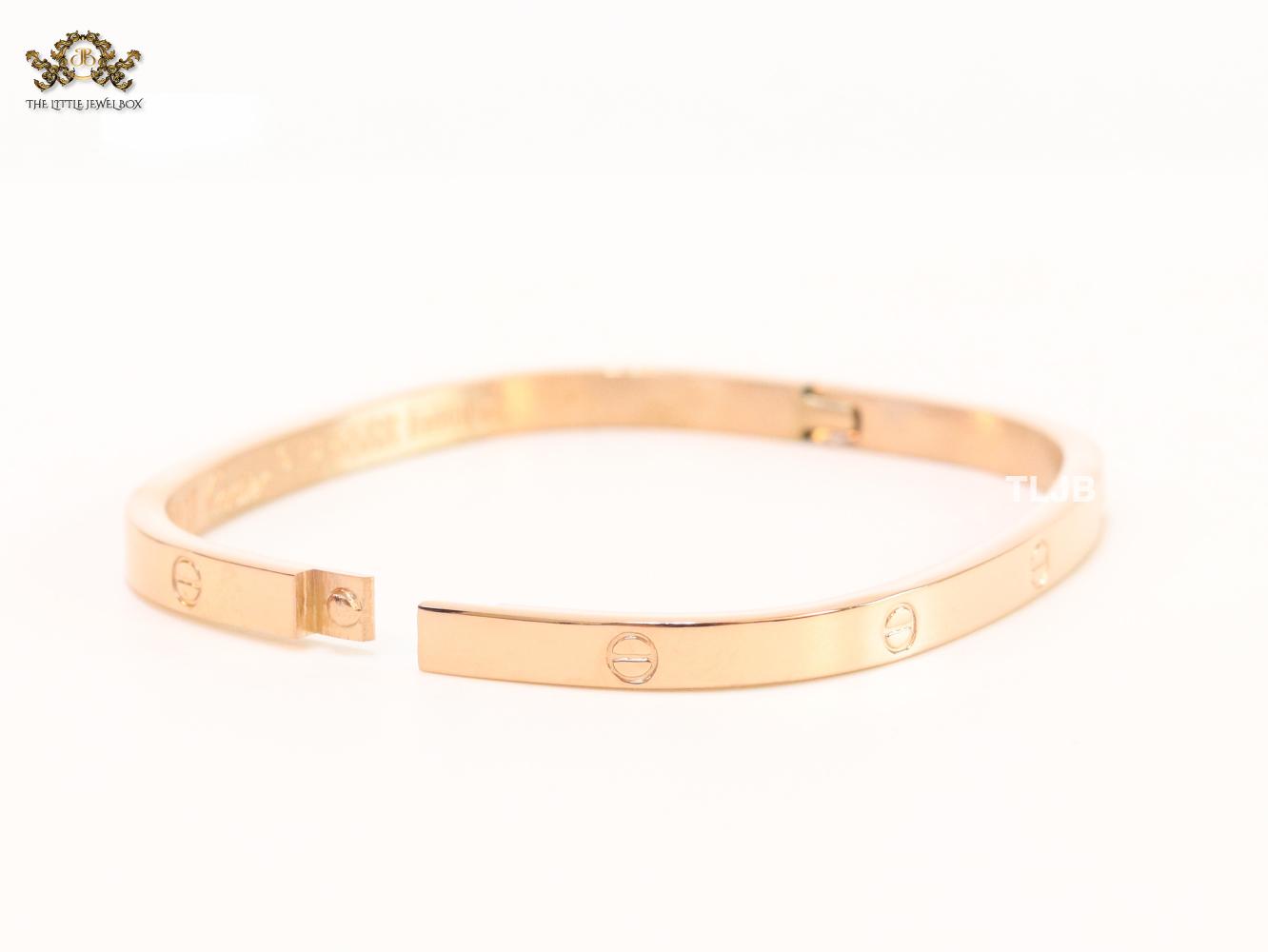 Rose gold plated plated rectangular screw bracelet