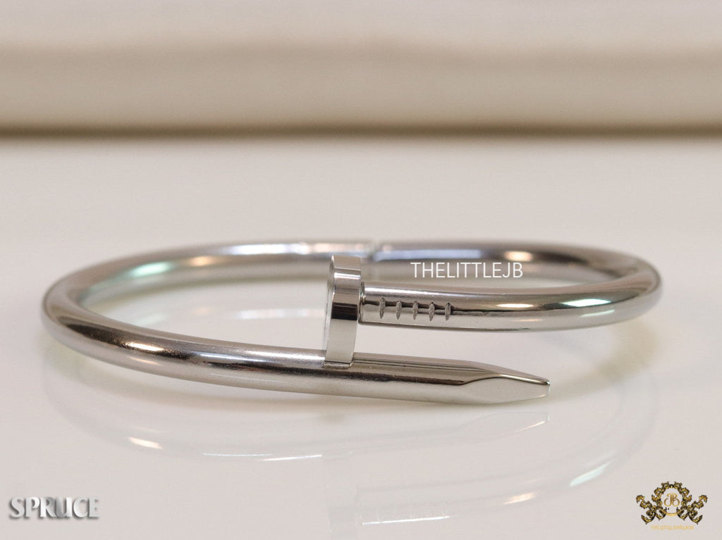 5mm thick Platinum plated nail shaped men’s bracelet