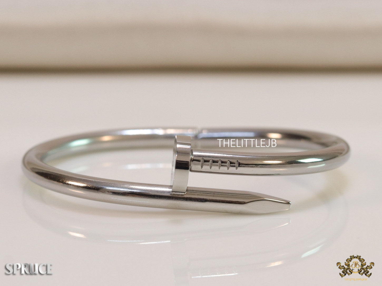 5mm thick Platinum plated nail shaped men’s bracelet