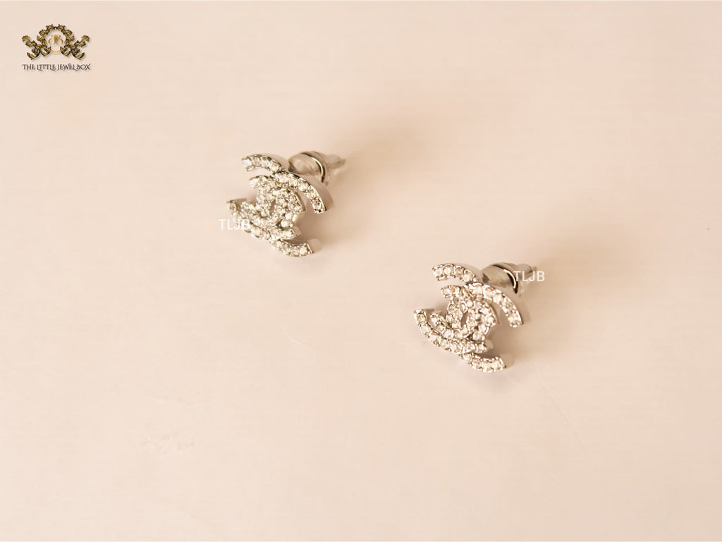 twin C Dazzle earrings Platinum