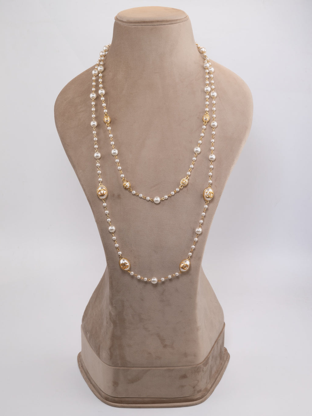Gold Double C on Pearl chain