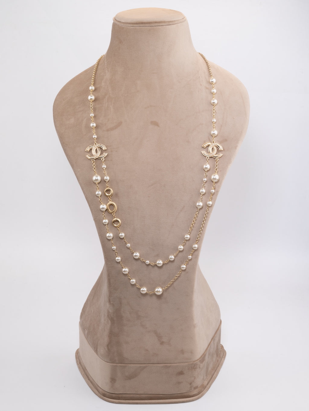 Double layered rustic gold and pear Double C chain