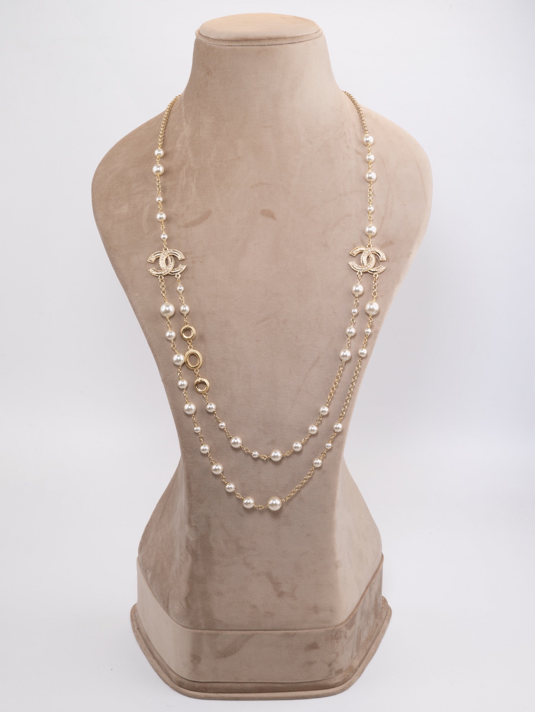 Double layered rustic gold and pear Double C chain